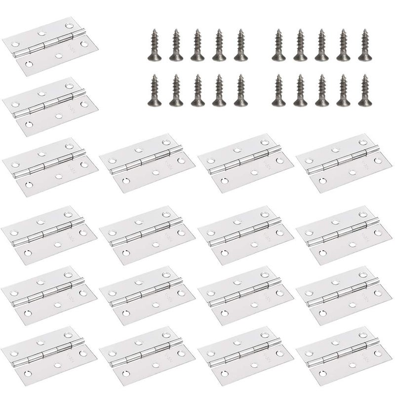 FOCCTS 18 Pack Folding Door Hinges, 2 x 3 inch Stainless Steel Square Butt Hinges for Home Furniture Hardware Closet Door with Enough Screw - Image 1
